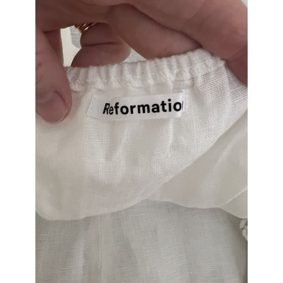 Reformation Swan White Linen Top Size Large - Picture 9 of 9